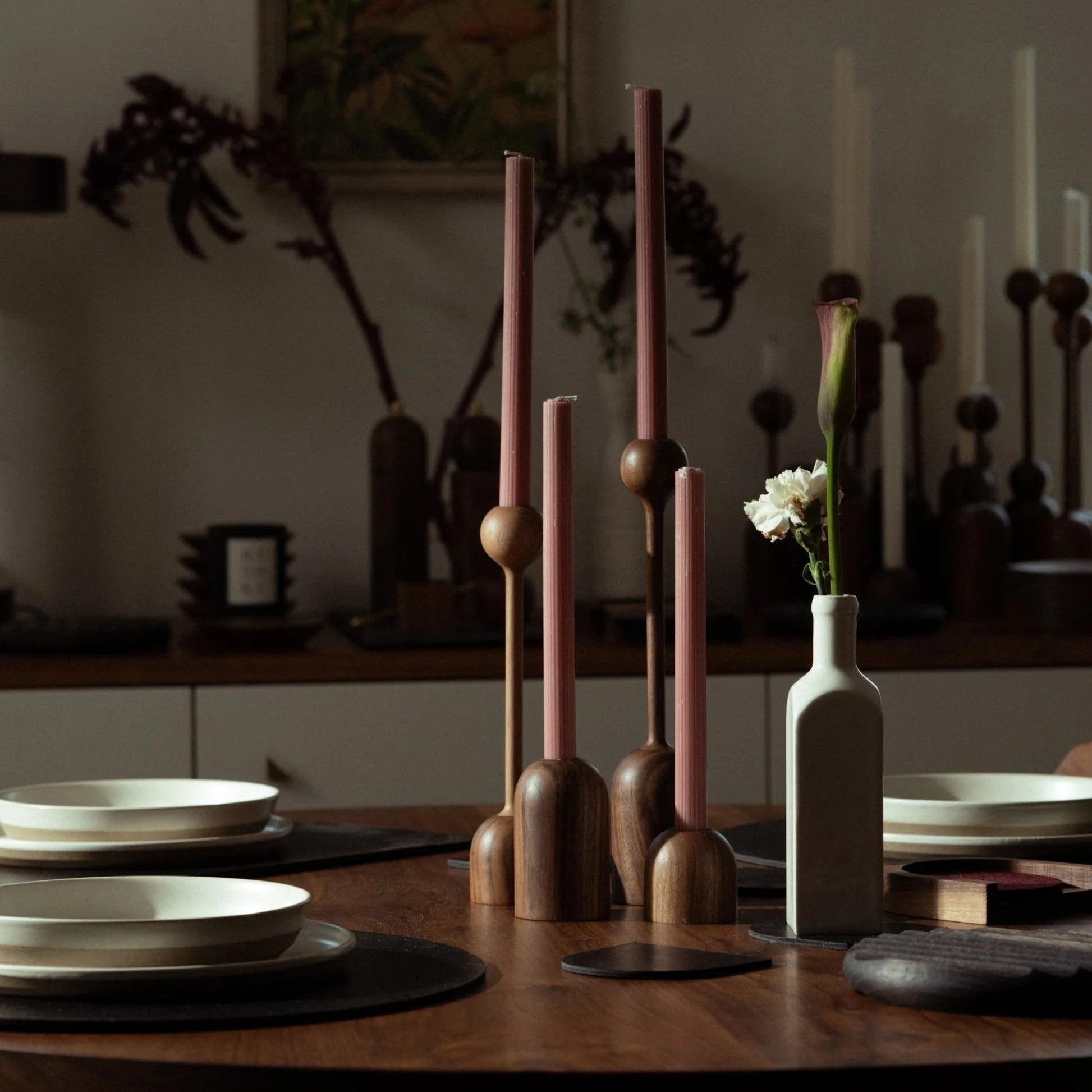 Candlestick Holder Tulip Stem, pair
