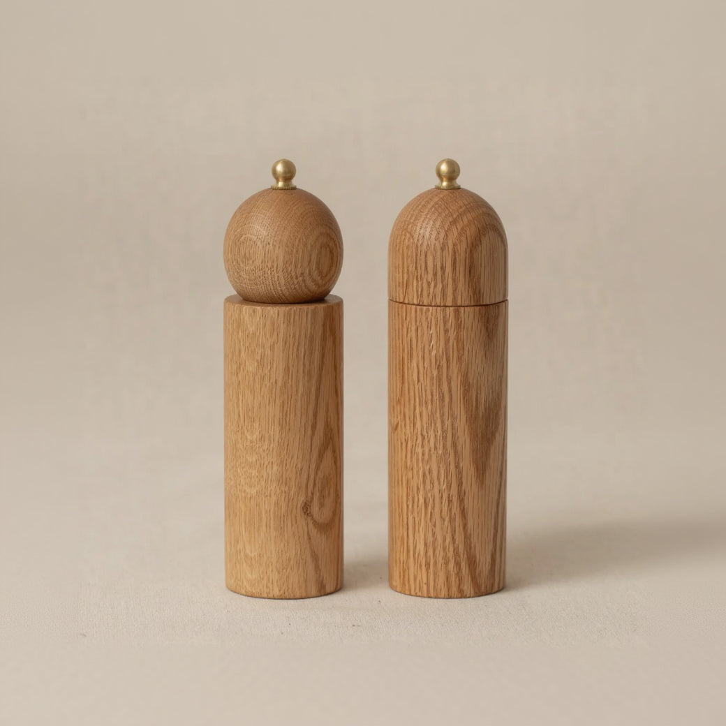 Handcrafted Salt &amp; Pepper Mill Set in Oak